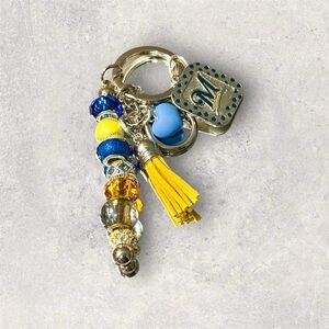 Milwaukee Brewers Beaded Keychain Purse Charm Handmade